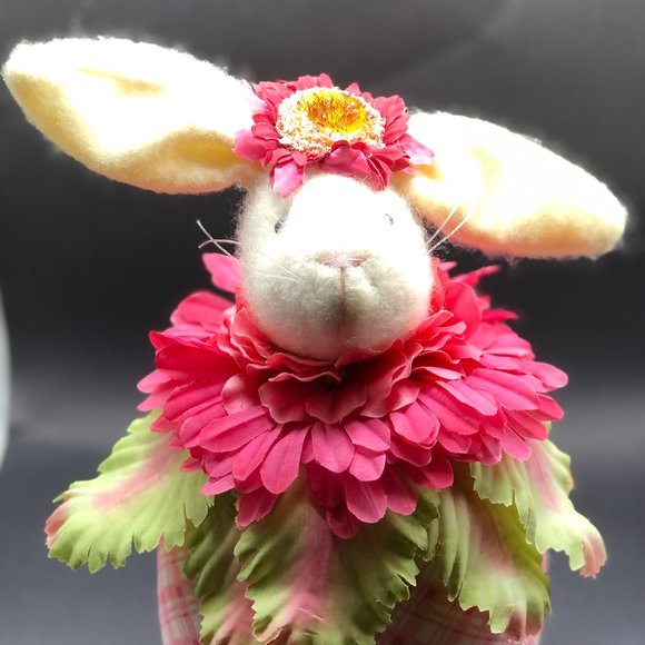 FLORAL RABBIT BUNNY Adorable Plush Bean Base Adjustable Wire Ears Easter Gift - Picture 10 of 15